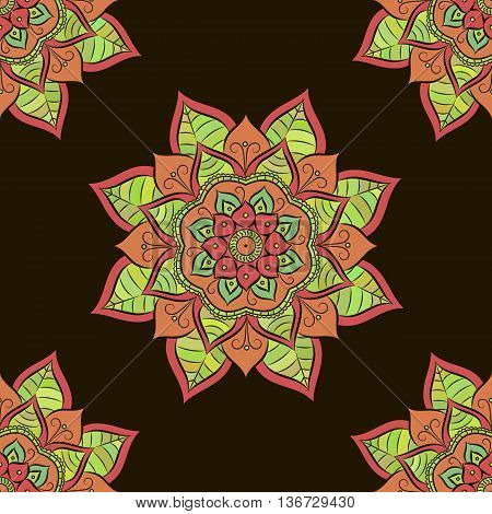 Seamless pattern background with hand painted mandala