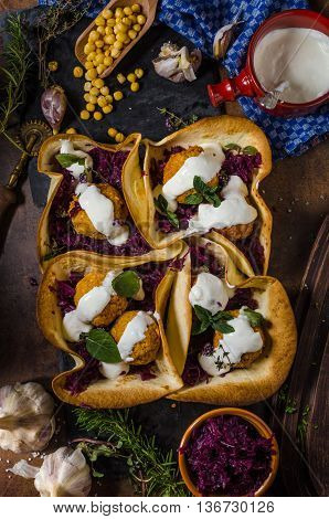 Falafel With Herbs And Cabbage