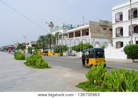 Auto Rickshaw On The Street  In Pondicherry,  India