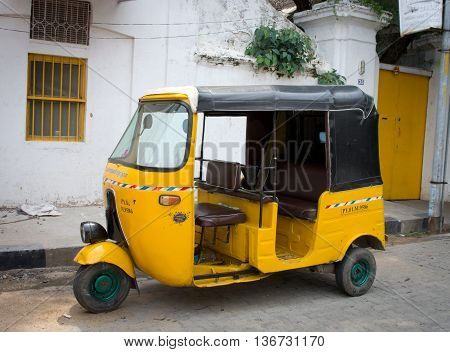 Auto Rickshaw On The Street  In Pondicherry,  India