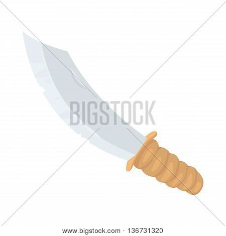 Hunting machete icon in cartoon style isolated on white background. Weapons symbol
