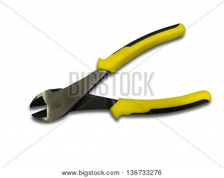 Nipper with yellow and black handles isolated on white background