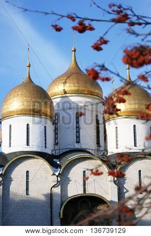 View of the Moscow Kremlin a popular touristic landmark. UNESCO World Heritage Site.