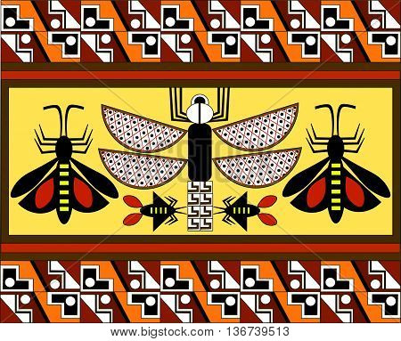 Ethnic pattern of American Indians: the Aztecs, the Mayans, the Incas. Vector illustration
