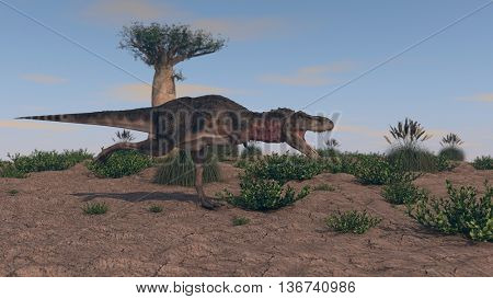 3d illustration of the tarbosaurus attack