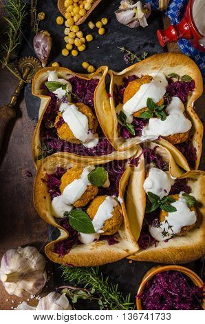 Falafel With Herbs And Cabbage