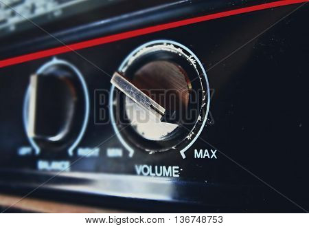 Old tape recorder play cassette audio vintage retro volume sound 80s 70s