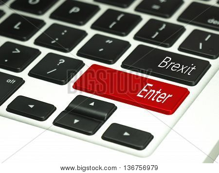 Brexit concept on red keyboard button. Financial concept