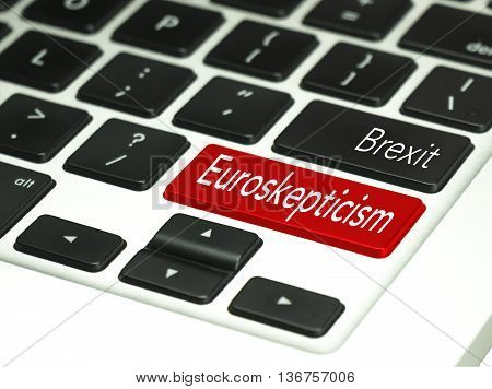 Brexit concept on red keyboard button. Financial concept