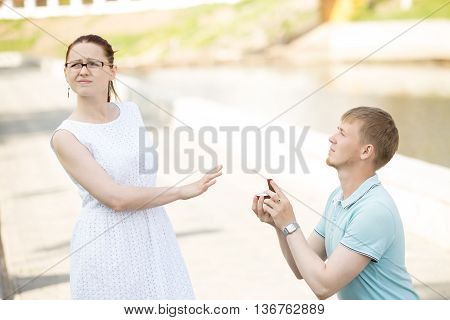 A Woman Refusing Her Boyfriend To Marry After Being Proposed