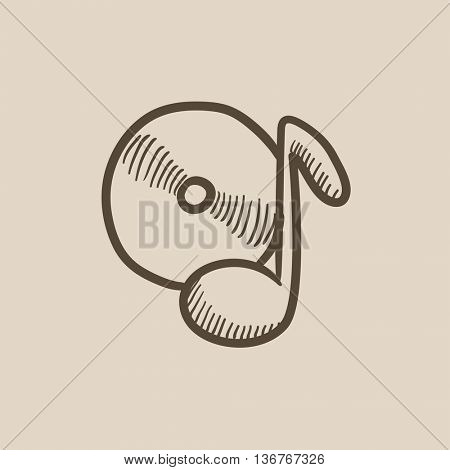 Note with disk vector sketch icon isolated on background. Hand drawn Note with disk icon. Note with disk sketch icon for infographic, website or app.