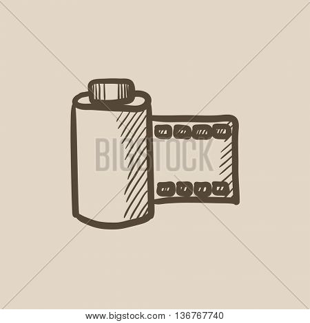 Camera roll vector sketch icon isolated on background. Hand drawn Camera roll icon. Camera roll sketch icon for infographic, website or app.