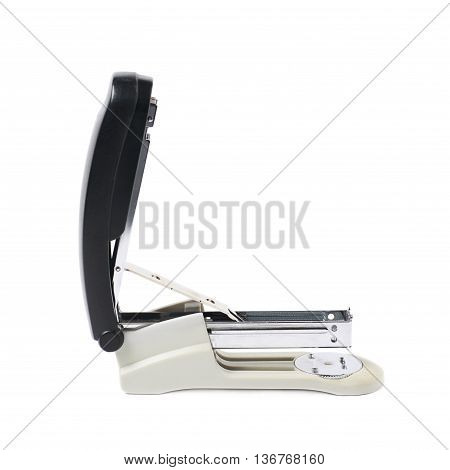 Black office stapler isolated over the white background