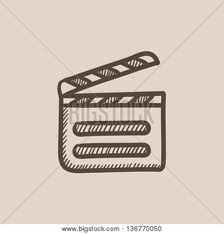 Clapboard vector sketch icon isolated on background. Hand drawn Clapboard icon. Clapboard sketch icon for infographic, website or app.