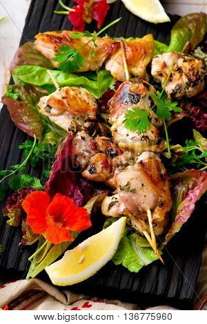 kebab from chicken.traditional east dish. selective focus