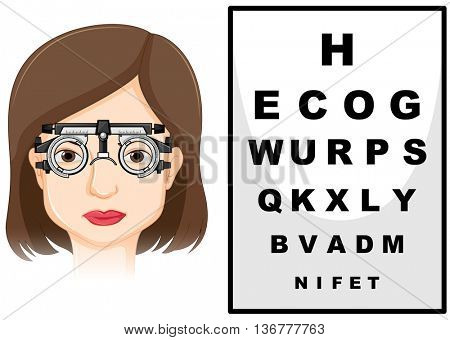Patient having her eyes checked illustration