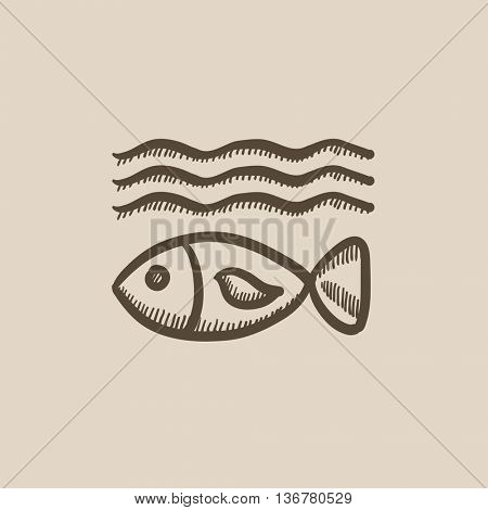 Fish under water vector sketch icon isolated on background. Hand drawn Fish under water icon. Fish under water sketch icon for infographic, website or app.