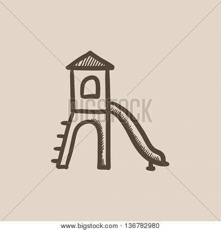 Playground with slide vector sketch icon isolated on background. Hand drawn Playground with slide icon. Playground with slide sketch icon for infographic, website or app.