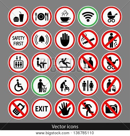 Vector public black icons set.  Stock illustration