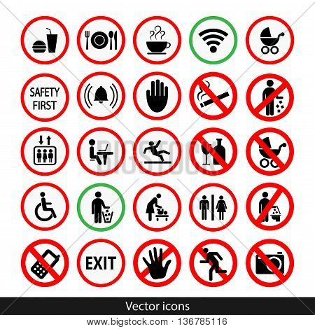 Vector public black icons set.  Stock illustration