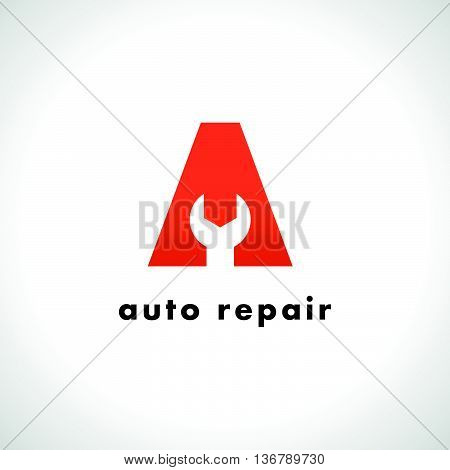 Vector flat simple minimalistic car logo. Auto icon isolated on white background. Repair service logo, garage logo, auto tuning studio insignia. Auto design. Auto illustration.