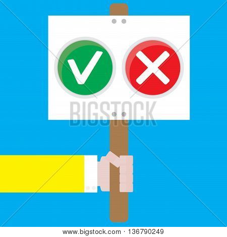 Right to choose the positive and negative. Selection options decision or decide and choose concept vector illustration