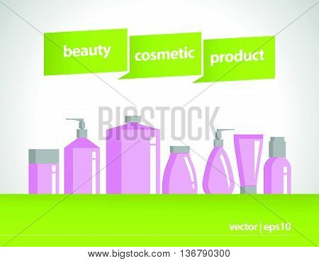 Vector cosmetic package isolated on white background. Soap pump. Mock up. Perfume container. Medical cosmetic dropper-bottle. Blank different cosmetic products. Bottle, tube, can, comb, spay, package.