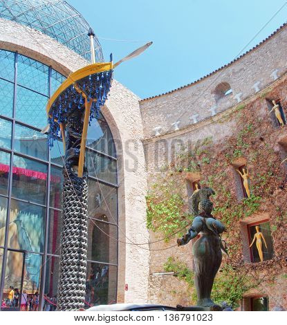 FIGUERES SPAIN - JULY 26: The Dali Theatre and Museum on July 26 2014 in Figueres Catalunia Spain. The museum displays the largest and most diverse collection of works by Salvador Dali.