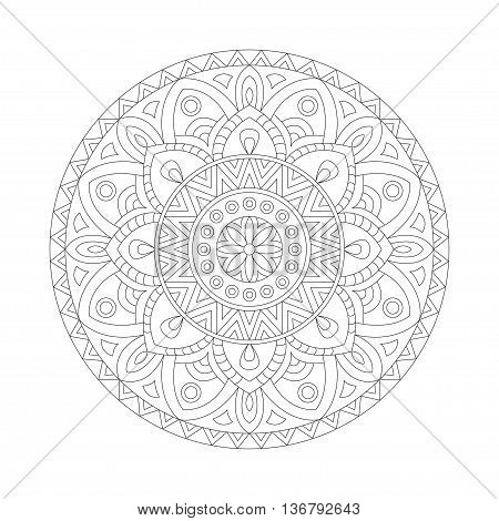 Round mandalas in vector. Graphic template for your design. Decorative retro ornament. Hand drawn background with flowers.