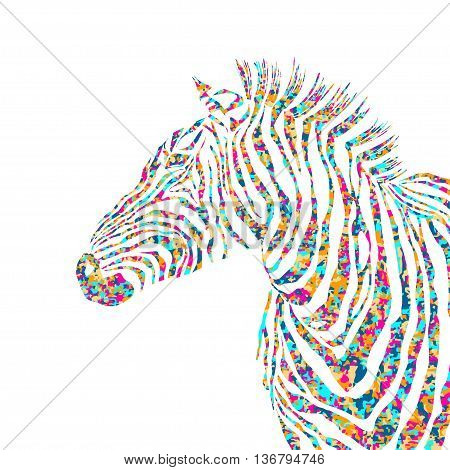 Animal pazzle shapes illustration silhouette cute zebra. EPS 10