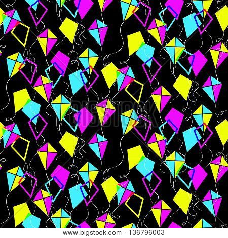 Seamless Pattern With Different Kites