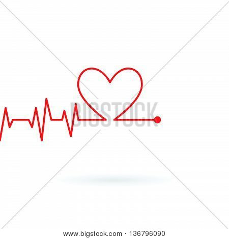 Medical icon of heart shape cardiogram. Vector illustration