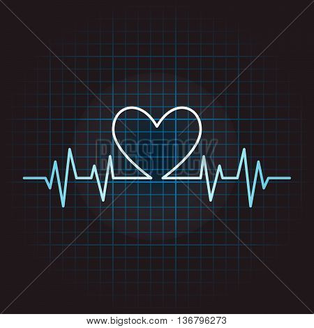 Medical vector icon of cardiogram. Vector illustration