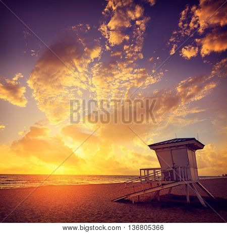 Fort Lauderdale beach morning sunrise in Florida USA baywatch tower