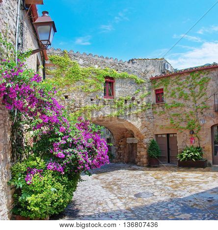 Medieval town Peratallada in Catalonia in Spain