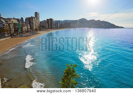 Benidorm Levante beach in Alicante Mediterranean of Spain