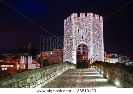 Medieval Town With Bridge. Besalu, Catalonia, Spain