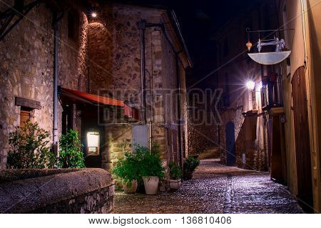 Medieval Town With Bridge. Besalu, Catalonia, Spain