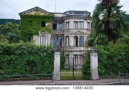7 june 2016-stresa-italy-ancient and beautiful nineteenth century villa in disuse located in Stresa