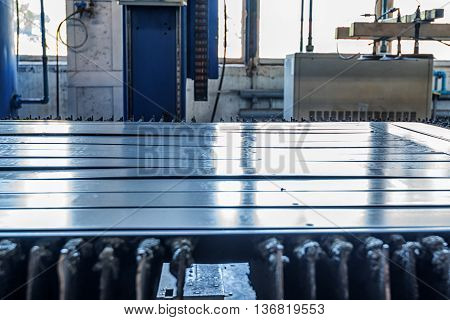 Interior of workshop in a plant that manufactures agricultural equipment