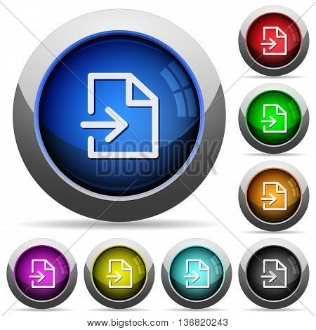 Set of round glossy Import buttons. Arranged layer structure.
