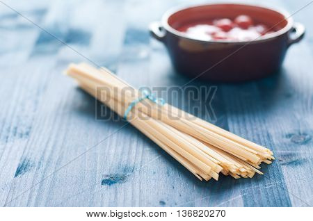 fantastic and delicious Italian pasta fettuccine type similar to spaghettiitaly