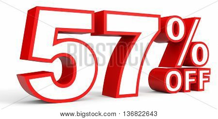 Discount 57 Percent Off. 3D Illustration On White Background.