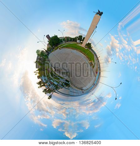 Circular 360 degrees panorama of Fertilia square Sardinia