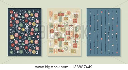 Set of Christmas holiday backgrounds for greeting cards posters or flyers