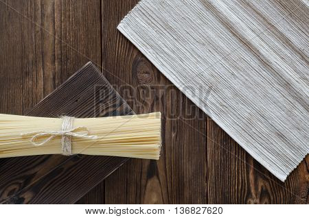 pasta on the wooden table for dinner