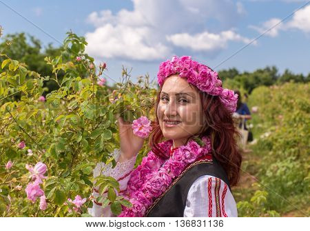 Girl Picking Roses