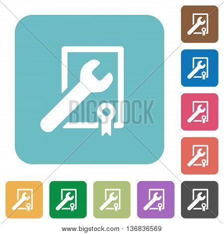 Flat award winning support icon set on round color background.
