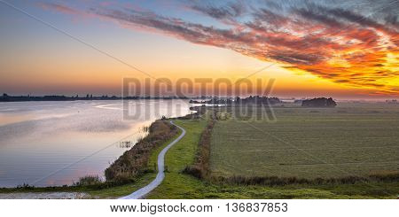 Aerial Panorama Of Netherlands Polder Landscape