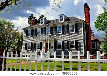 New Bern North Carolina - April 23 2016: 1767 Federal style Palmer-Tisdale House in the historic district *